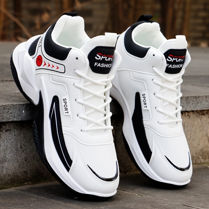 Men's Lace-up Chunky Sneakers, Athletic Shoes, Shock Absorbing And Breathable Shoes For Running Basketball Workout Gym