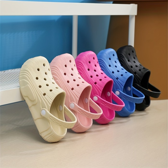 Women's Hollow Out Clogs, Solid Color Round Toe EVA Shoes, Summer Lightweight & Breathable Slides Women's Hollow Out Clogs, Solid Color Round Toe EVA Shoes, Summer Lightweight & Breathable Slides
