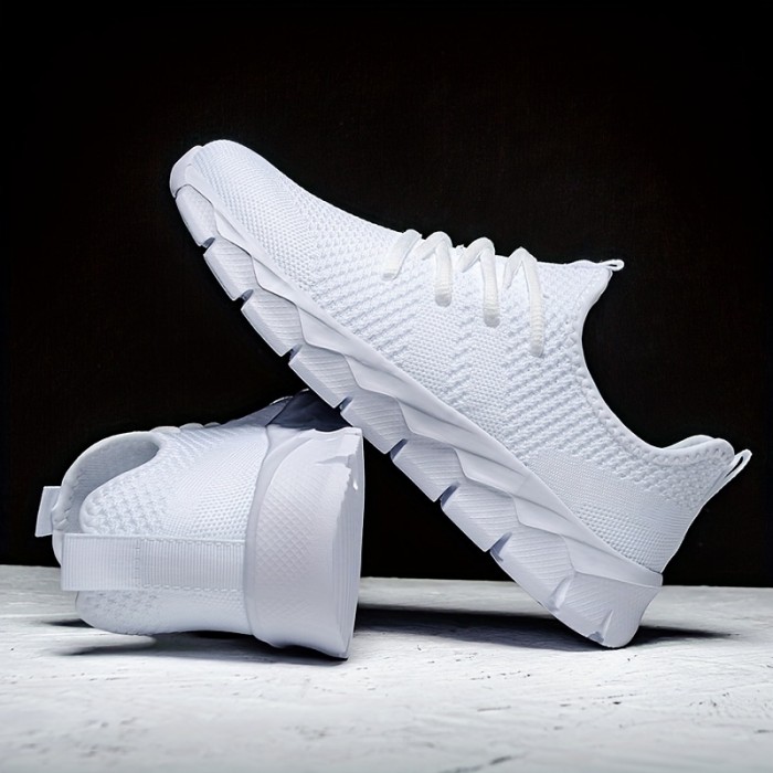 Men's Knitted Breathable Lightweight Comfy Casual Shoes For Traveling Jogging, Spring And Summer
